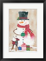 Snowman with Presents Fine Art Print