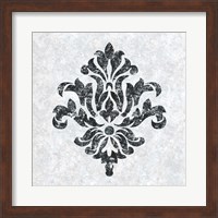 Textured Damask III on white Fine Art Print