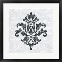 Textured Damask III on white Fine Art Print