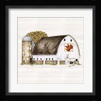 Fall Barn Quilt II Framed Print