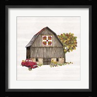 Fall Barn Quilt III Framed Print