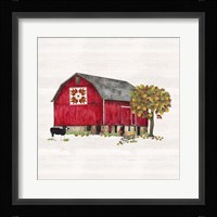 Fall Barn Quilt IV Framed Print