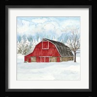 Winter Barn Quilt II Framed Print