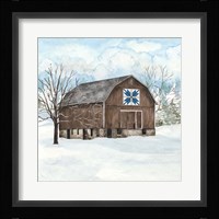 Winter Barn Quilt III Framed Print