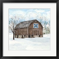 Winter Barn Quilt III Framed Print