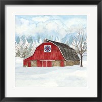 Winter Barn Quilt IV Framed Print
