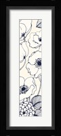Navy Pen and Ink Flowers III Crop Framed Print