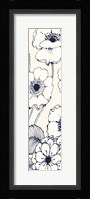 Navy Pen and Ink Flowers II Crop Framed Print