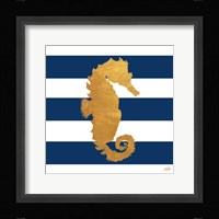 Sea Creatures on Stripes I Framed Print