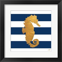 Sea Creatures on Stripes I Framed Print