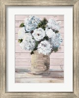 White and Blue Rustic Blooms Fine Art Print