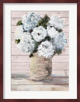 White and Blue Rustic Blooms Fine Art Print