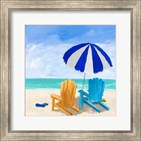 Beach Chairs with Umbrella Fine Art Print