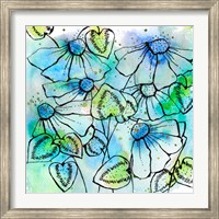Blue Bursts and Blossoms Square Fine Art Print