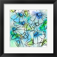Blue Bursts and Blossoms Square Fine Art Print