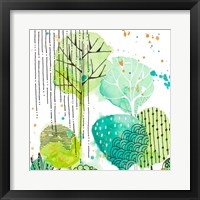 Green Stamped Leaves Square II Framed Print