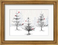 Silver Forest with Cardinals Fine Art Print