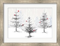 Silver Forest with Cardinals Fine Art Print
