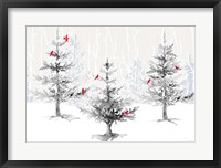 Silver Forest with Cardinals Fine Art Print