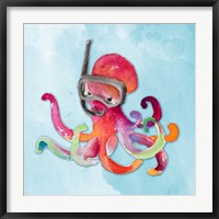 Snorkeling Octopus on Watercolor Fine Art Print