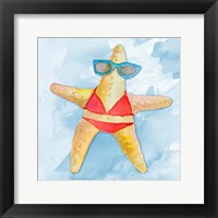 Red Bikini Starfish on Watercolor Fine Art Print