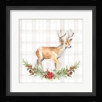 Holiday Woodland Garland on Plaid II Framed Print
