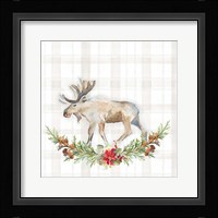 Holiday Woodland Garland on Plaid I Framed Print
