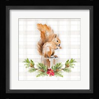 Holiday Woodland Garland on Plaid III Framed Print