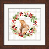 Holiday Woodland Wreath on Plaid II Fine Art Print