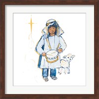 Drummer Boy And Lamb (blue and gold) Fine Art Print