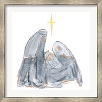 Gray and Gold Nativity with Star Fine Art Print