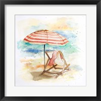 Umbrella On The Beach II Framed Print