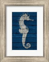 Antique Seahorse on Blue I Fine Art Print