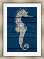 Antique Seahorse on Blue I Fine Art Print
