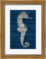 Antique Seahorse on Blue I Fine Art Print