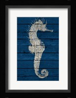 Antique Seahorse on Blue I Fine Art Print