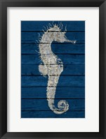 Antique Seahorse on Blue I Fine Art Print