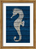 Antique Seahorse on Blue II Fine Art Print
