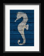 Antique Seahorse on Blue II Fine Art Print