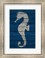 Antique Seahorse on Blue II Fine Art Print