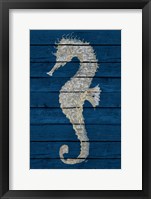 Antique Seahorse on Blue II Framed Print
