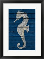Antique Seahorse on Blue II Fine Art Print