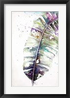 Watercolor Plantain Leaves with Purple II Framed Print