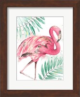 Watercolor Leaf Flamingo II Fine Art Print