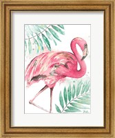 Watercolor Leaf Flamingo II Fine Art Print