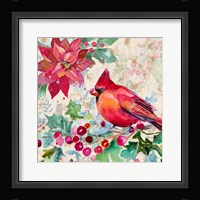Holiday Poinsettia and Cardinal I Fine Art Print