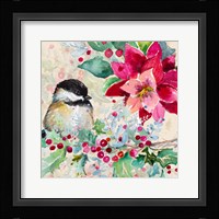 Holiday Poinsettia and Cardinal II Fine Art Print