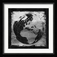 Silver Vintage Earth With Grid Lines Fine Art Print