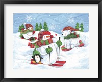 Skiing Snowmen and Animals Fine Art Print