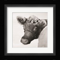 Brown Cow with Flowers Fine Art Print